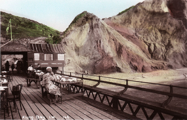 Alum Bay - tea being taken on the pier
